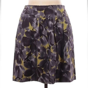 J. Crew | Purple Grey Watercolor Floral Pleated Cotton Skirt Size 6 Small S
